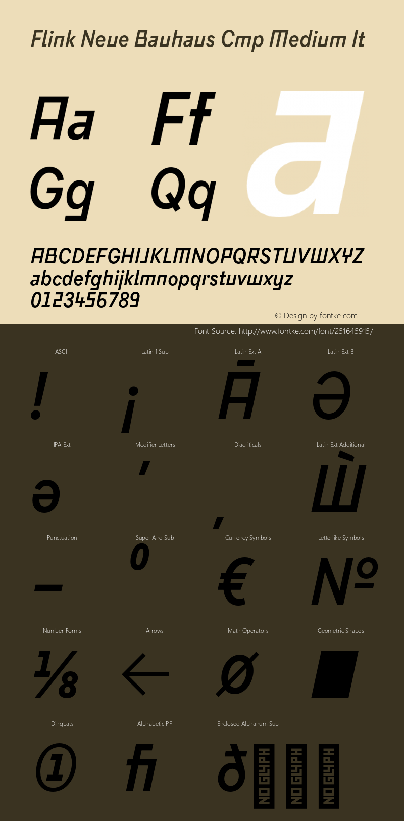 Flink Neue Bauhaus Cmp Medium It Version 2.100;Glyphs 3.1.2 (3150)图片样张