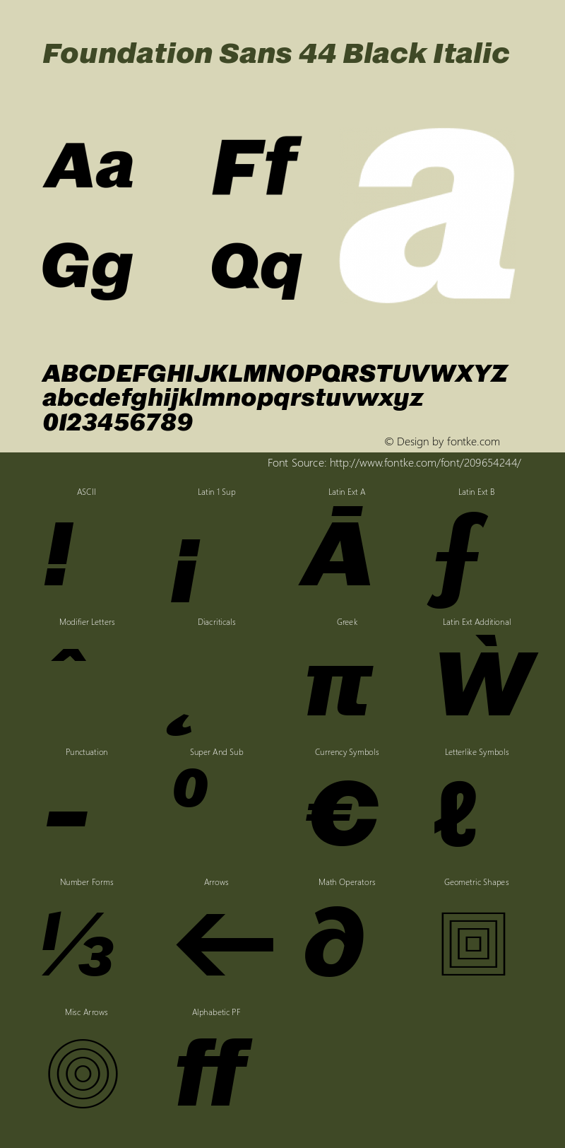 Foundation Sans 44 Black Italic Version 1.001图片样张