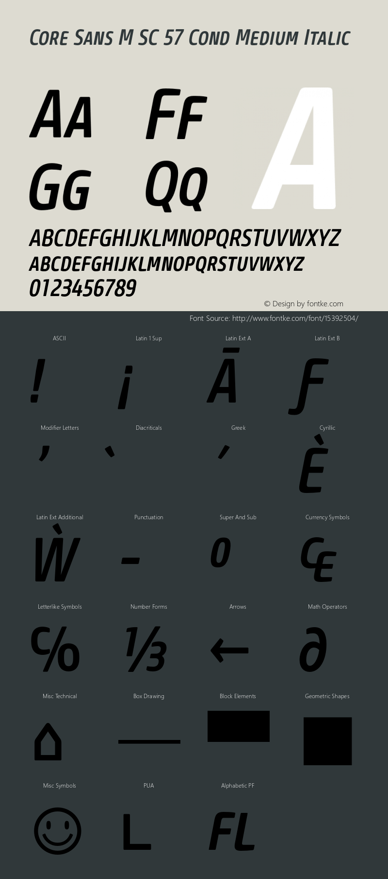 Core Sans M SC 57 Cond Medium Italic Version 1.000;PS 001.001;hotconv 1.0.56 Font Sample