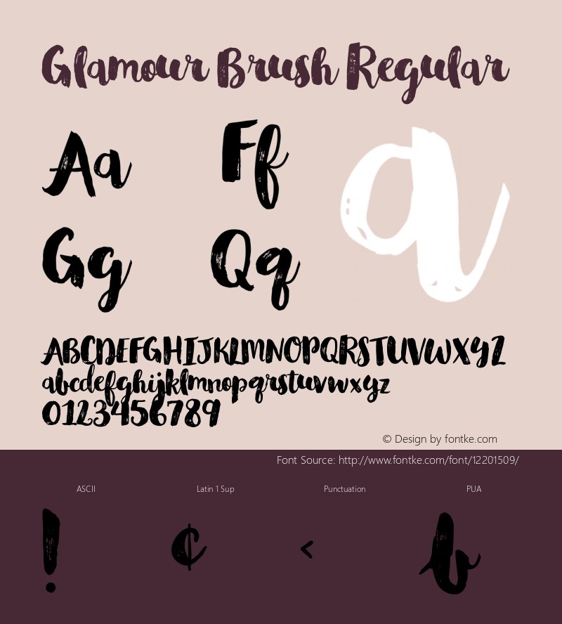 Glamour Brush Regular Version 1.00 2015 Font Sample