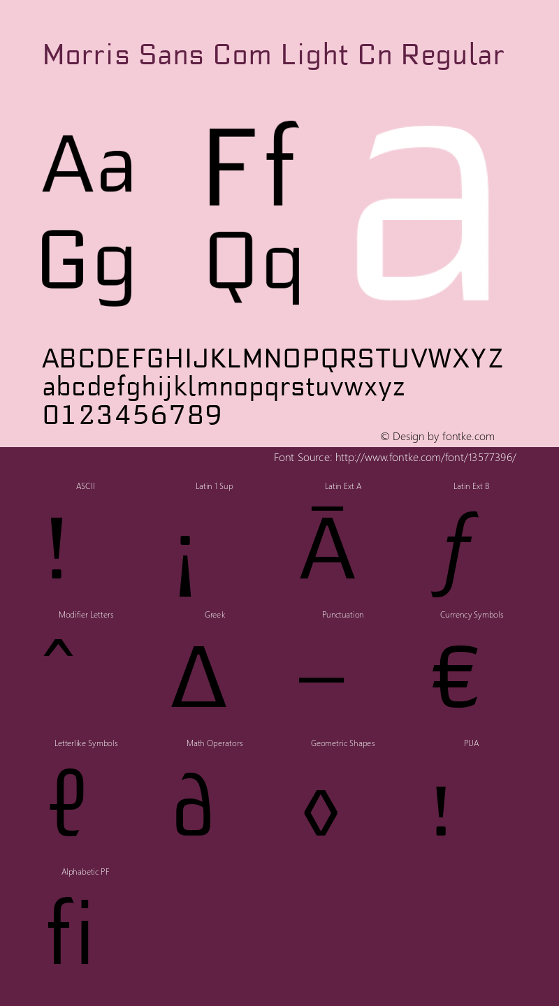 Morris Sans Com Light Cn Regular Version 1.01 Font Sample