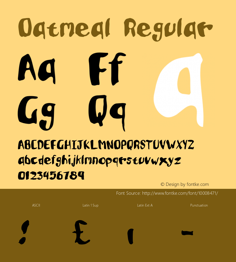 Oatmeal Regular Altsys Fontographer 4.0.4D2 2/20/97 Font Sample