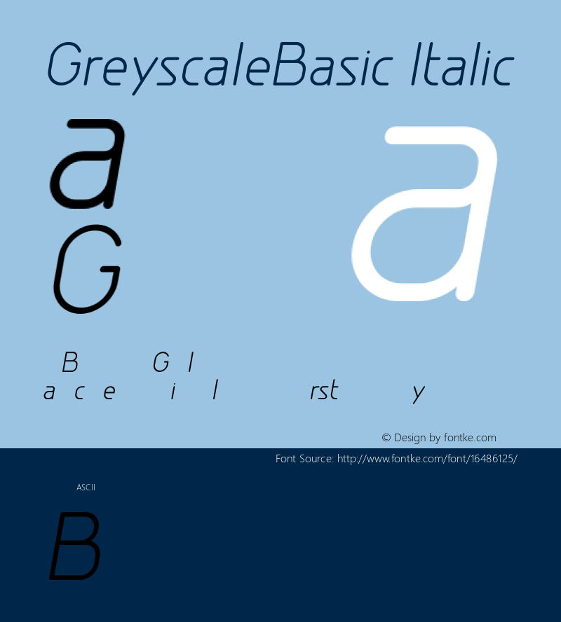 GreyscaleBasic Italic Version 001.000 Font Sample
