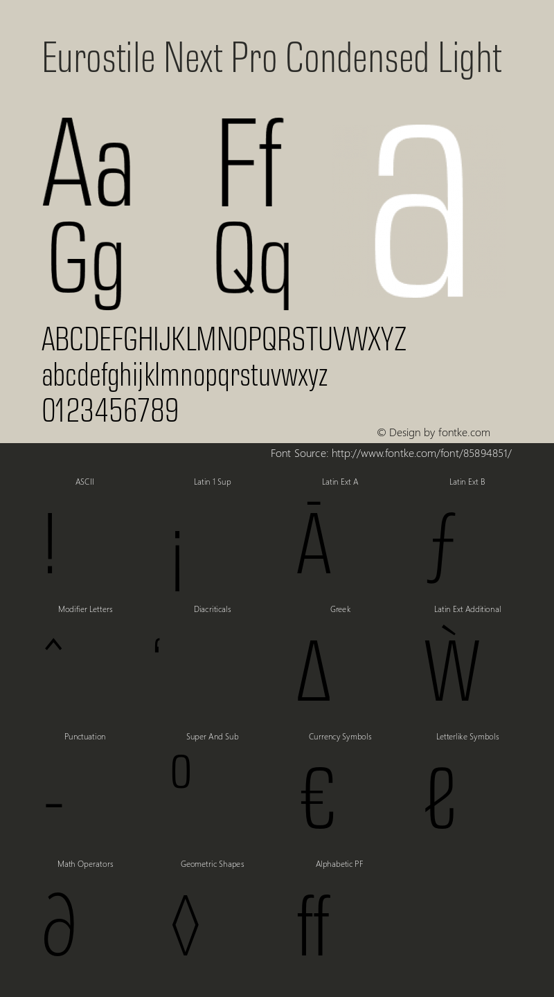 Eurostile Next Pro Cn Light Version 2.00 Font Sample