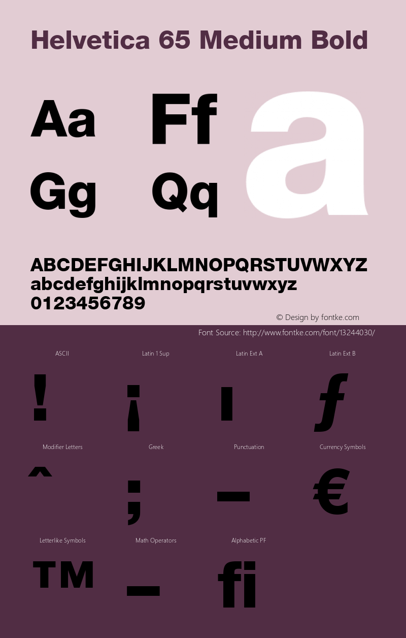 Helvetica 65 Medium Bold Version 2.0; 2001; initial release Font Sample