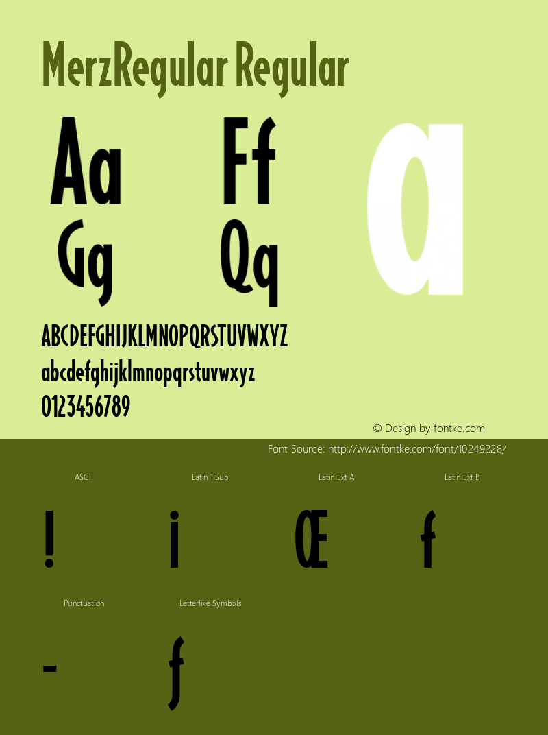 MerzRegular Regular Macromedia Fontographer 4.1.2 24.10.2000 Font Sample