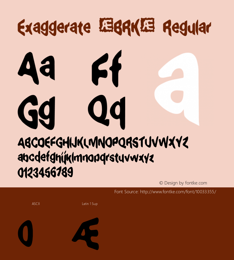 Exaggerate (BRK) Regular Version 1.00 Font Sample