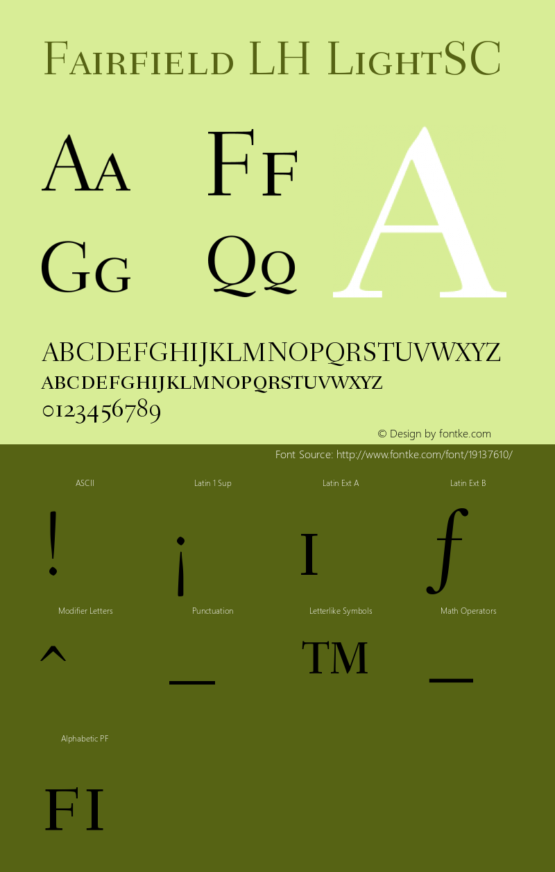 Fairfield LH 45 Light Small Caps & Old Style Figures Version 001.002 Font Sample