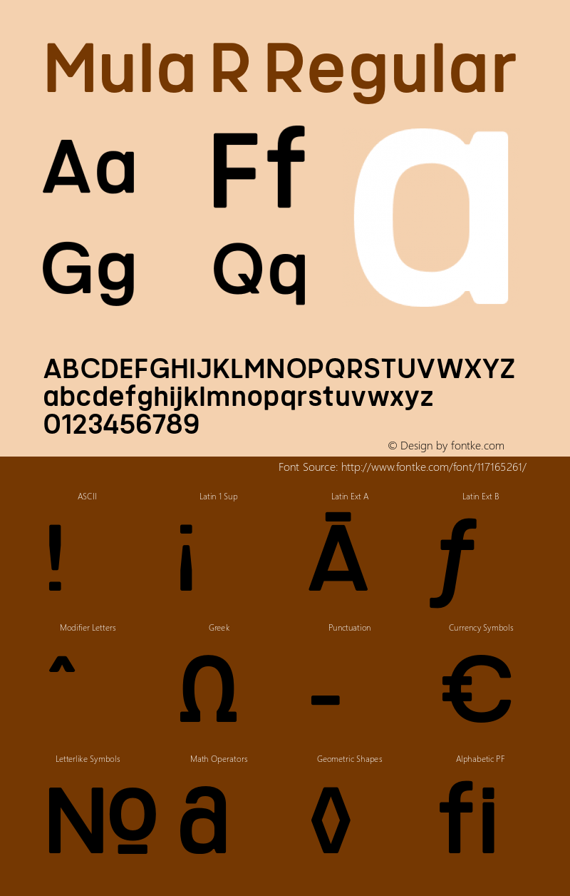 MulaR-Regular Version 1.000 Font Sample