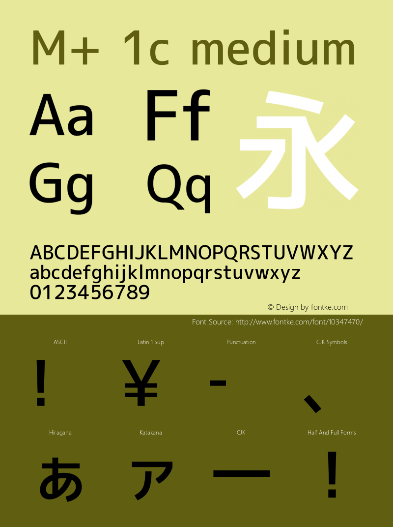 M+ 1c medium Version 1.018 Font Sample