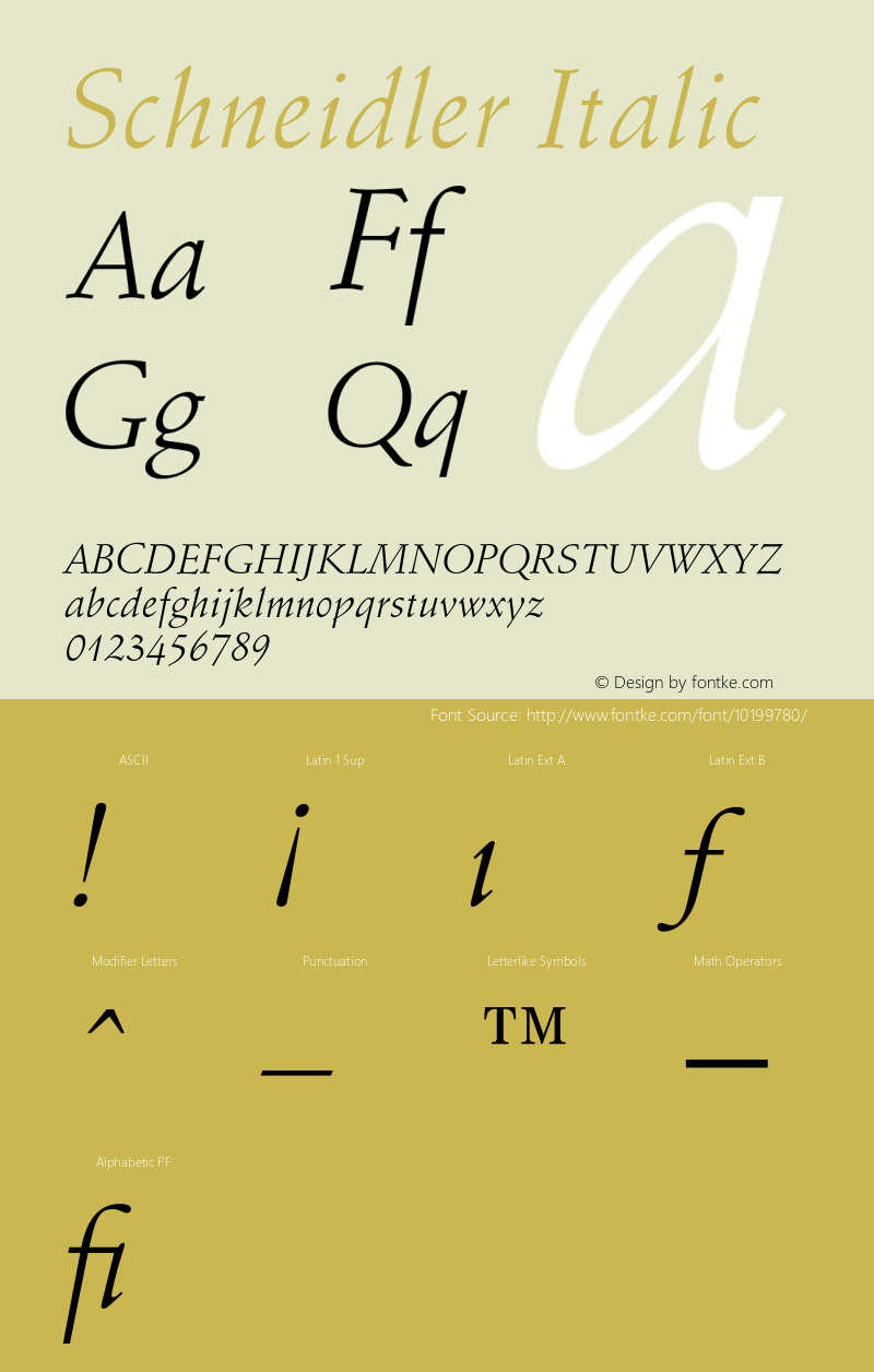 Schneidler Italic 2.0-1.0 Font Sample