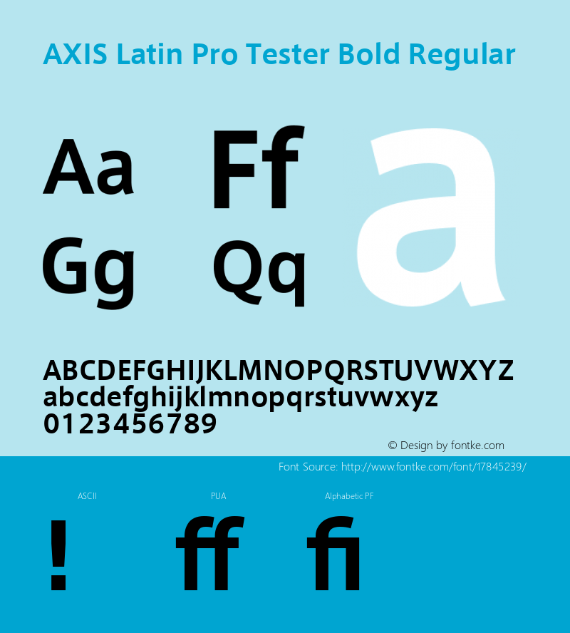 AXIS Latin Pro Tester Bold Regular Version 1.101;PS 1.000;Core 1.0.38;makeotf.lib1.6.5960; TT 0.93 Font Sample