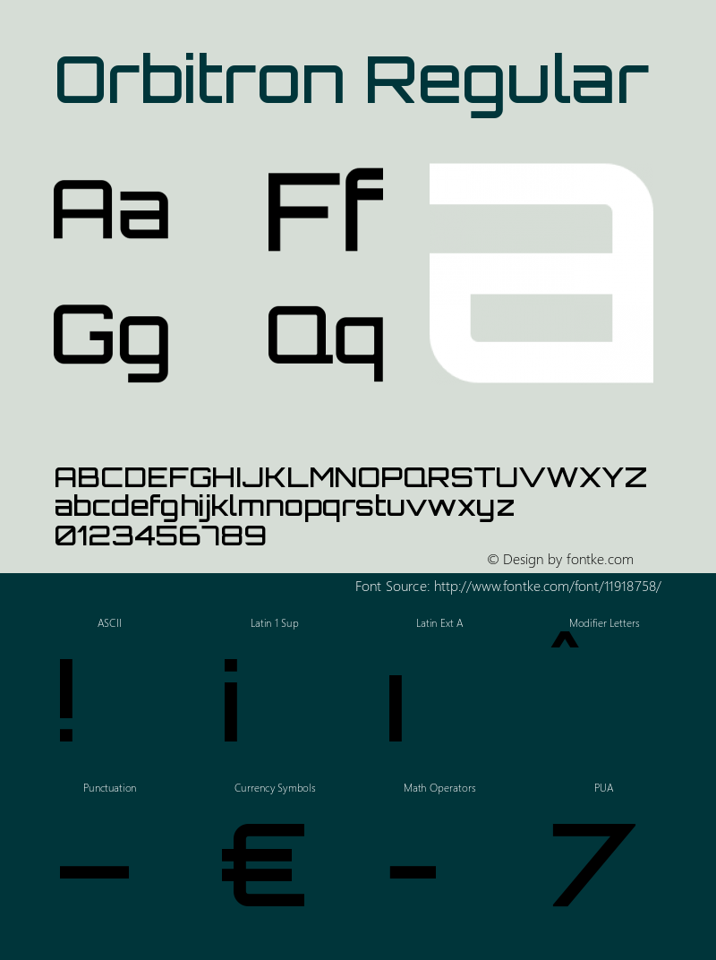 Orbitron Regular 1.000 Font Sample