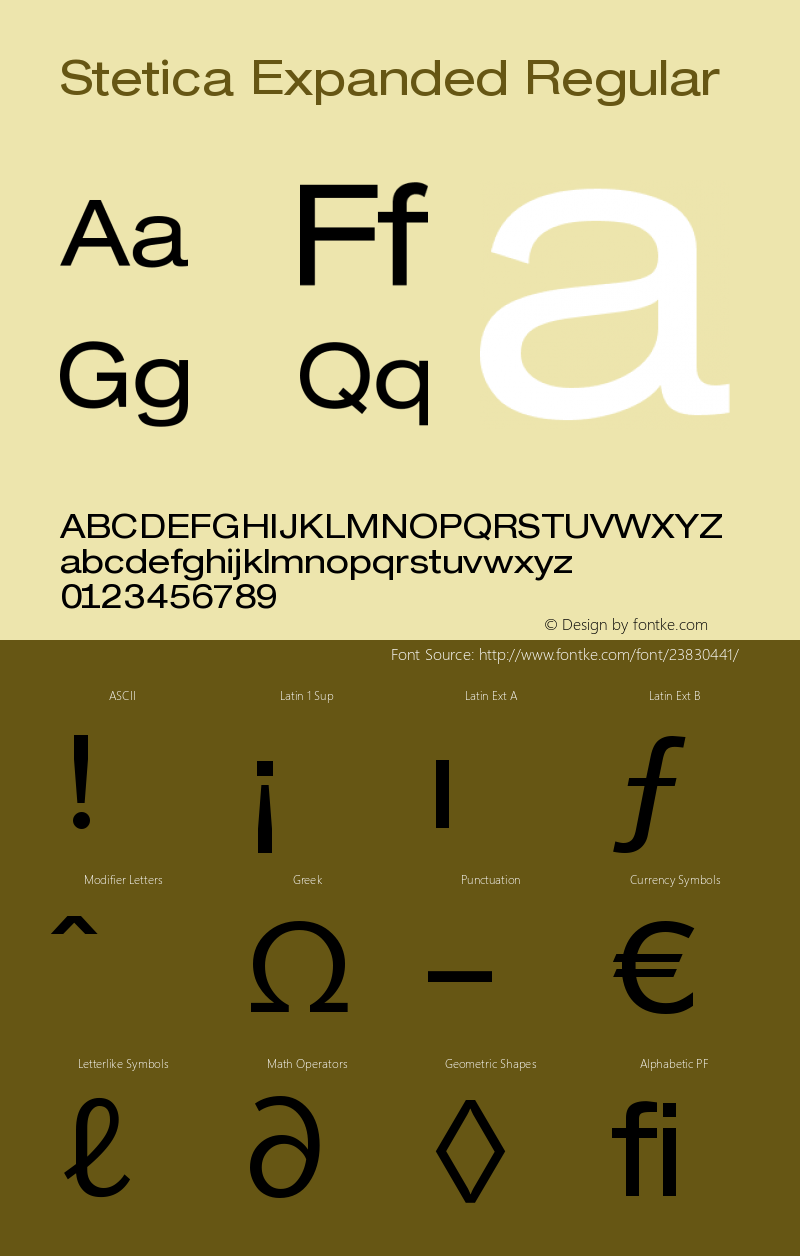 Stetica-ExpandedRegular Version 001.000 Font Sample