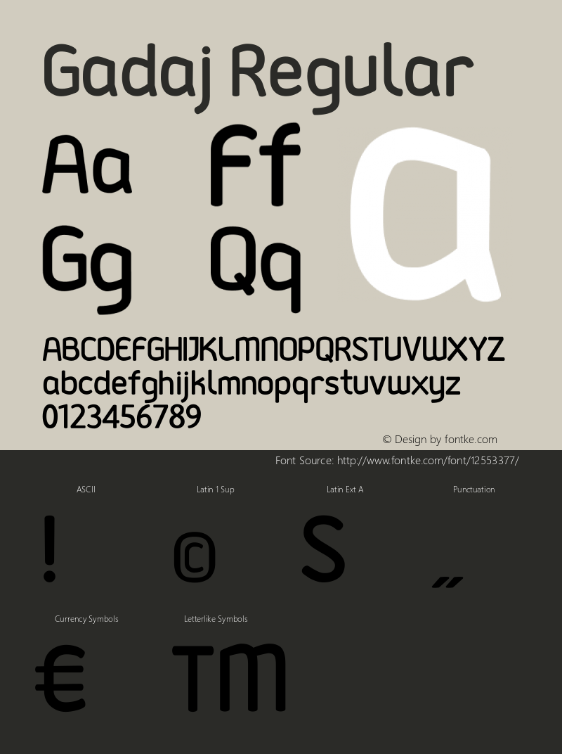 Gadaj Regular Version 001.001 Font Sample