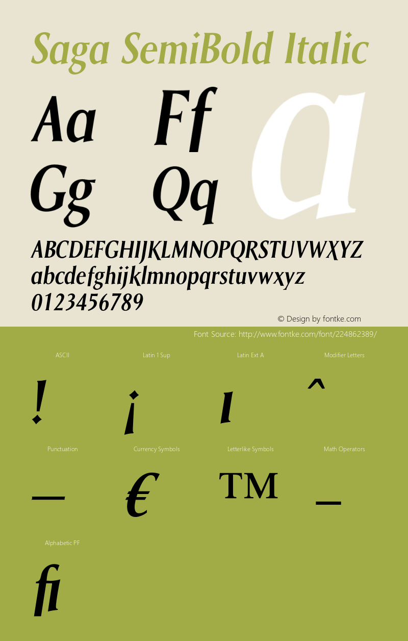 Saga SemiBold Italic Version 1.00图片样张