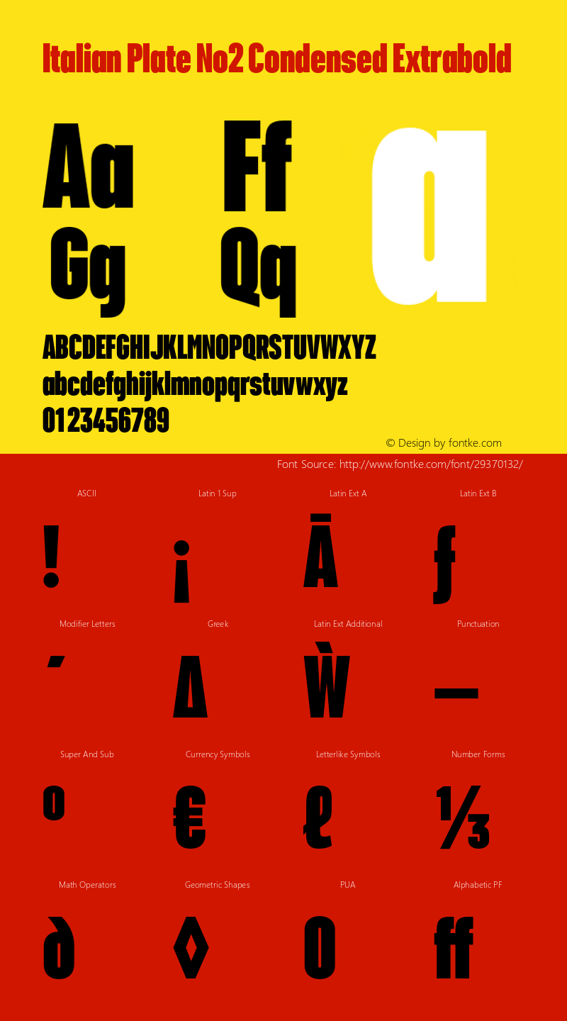 ItalianPlateNo2Condensed-Extrabold Version 1.1 Font Sample