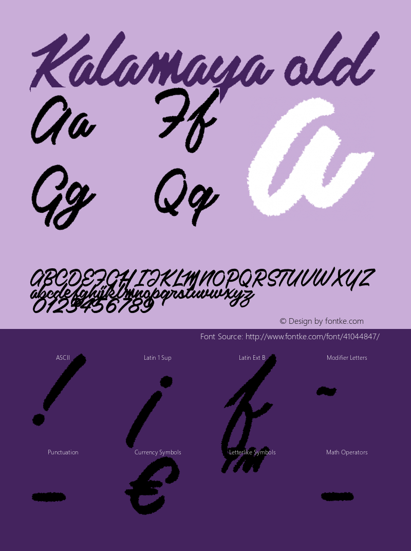 Kalamaya old Version 1.000 Font Sample