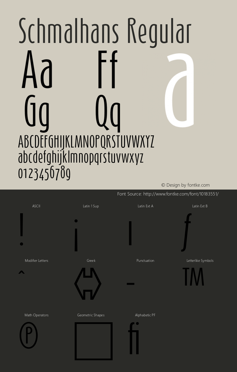 Schmalhans Regular 001.000 Font Sample