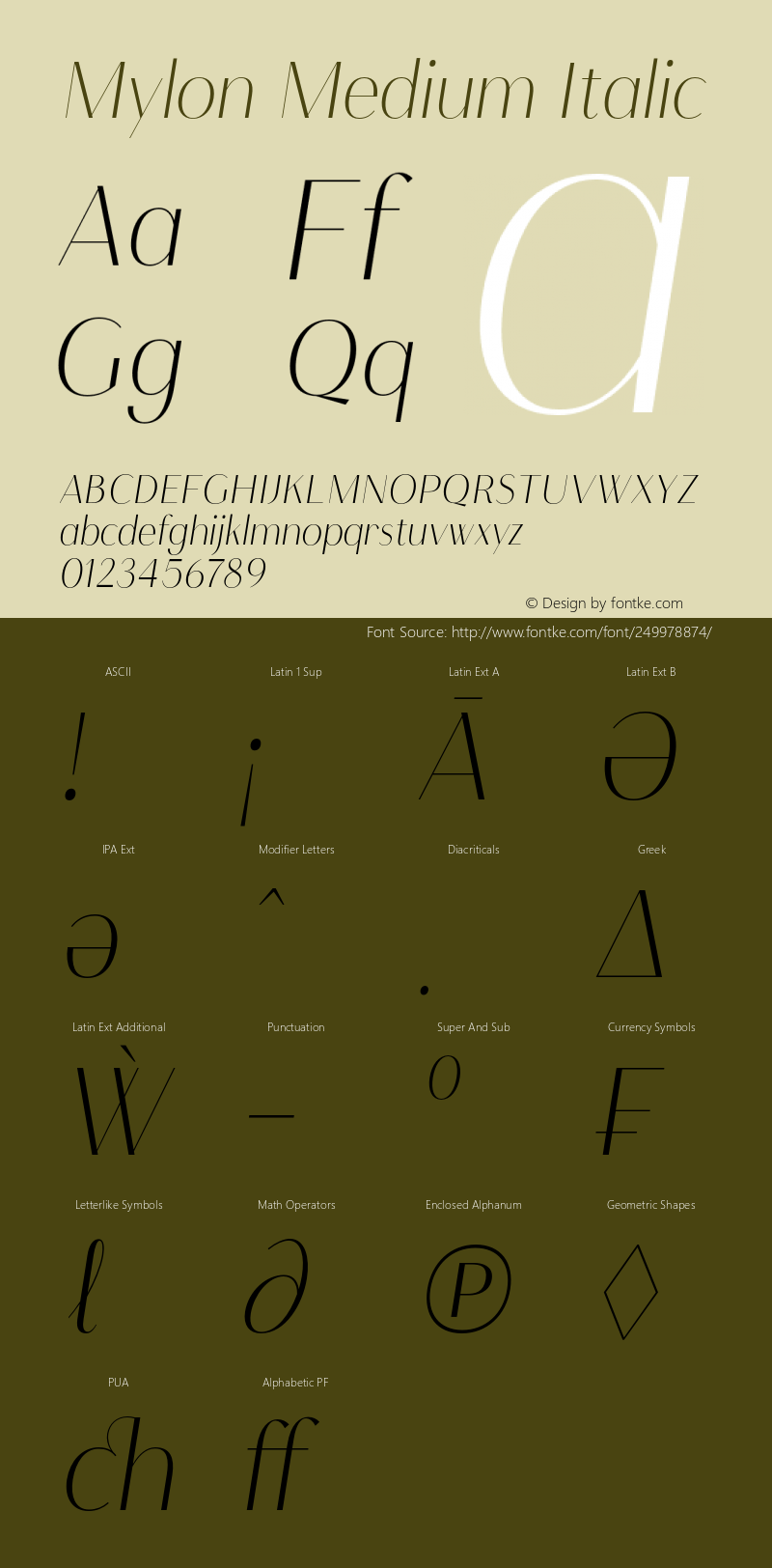 Mylon-MediumItalic Version 1.000图片样张