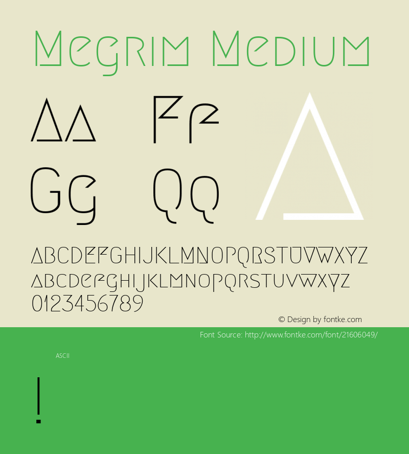 Megrim Medium  Font Sample
