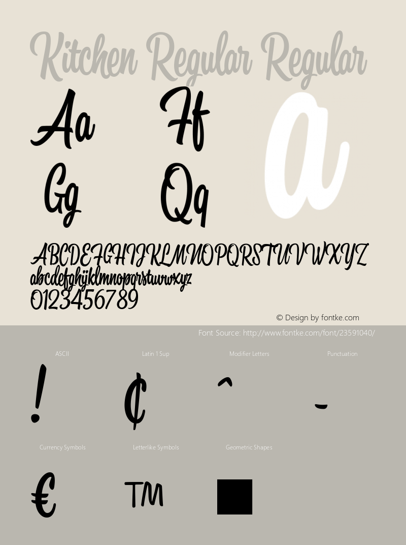 KitchenRegular 1.000 Font Sample