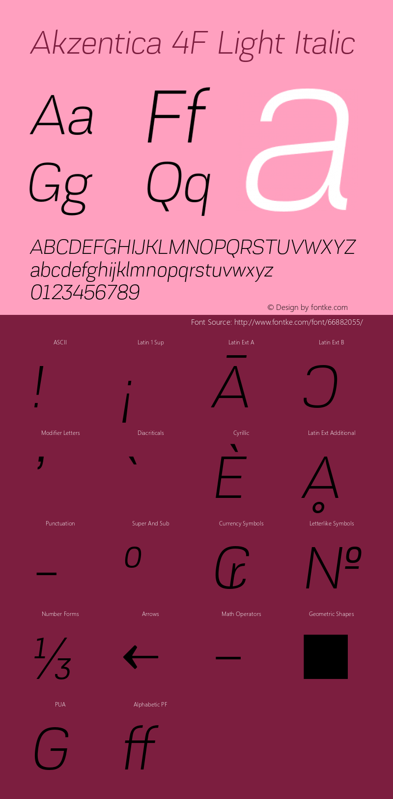 Akzentica4FLight-Italic 1.0 Font Sample