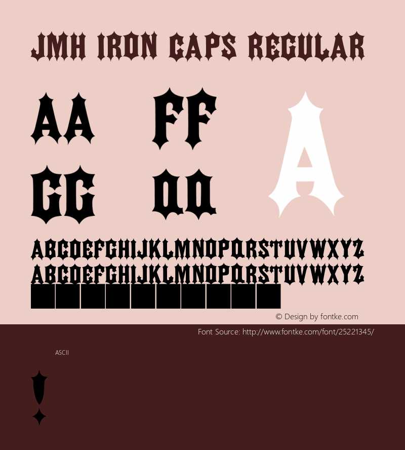 JMH IRON CAPS Regular Version 1.0 Font Sample