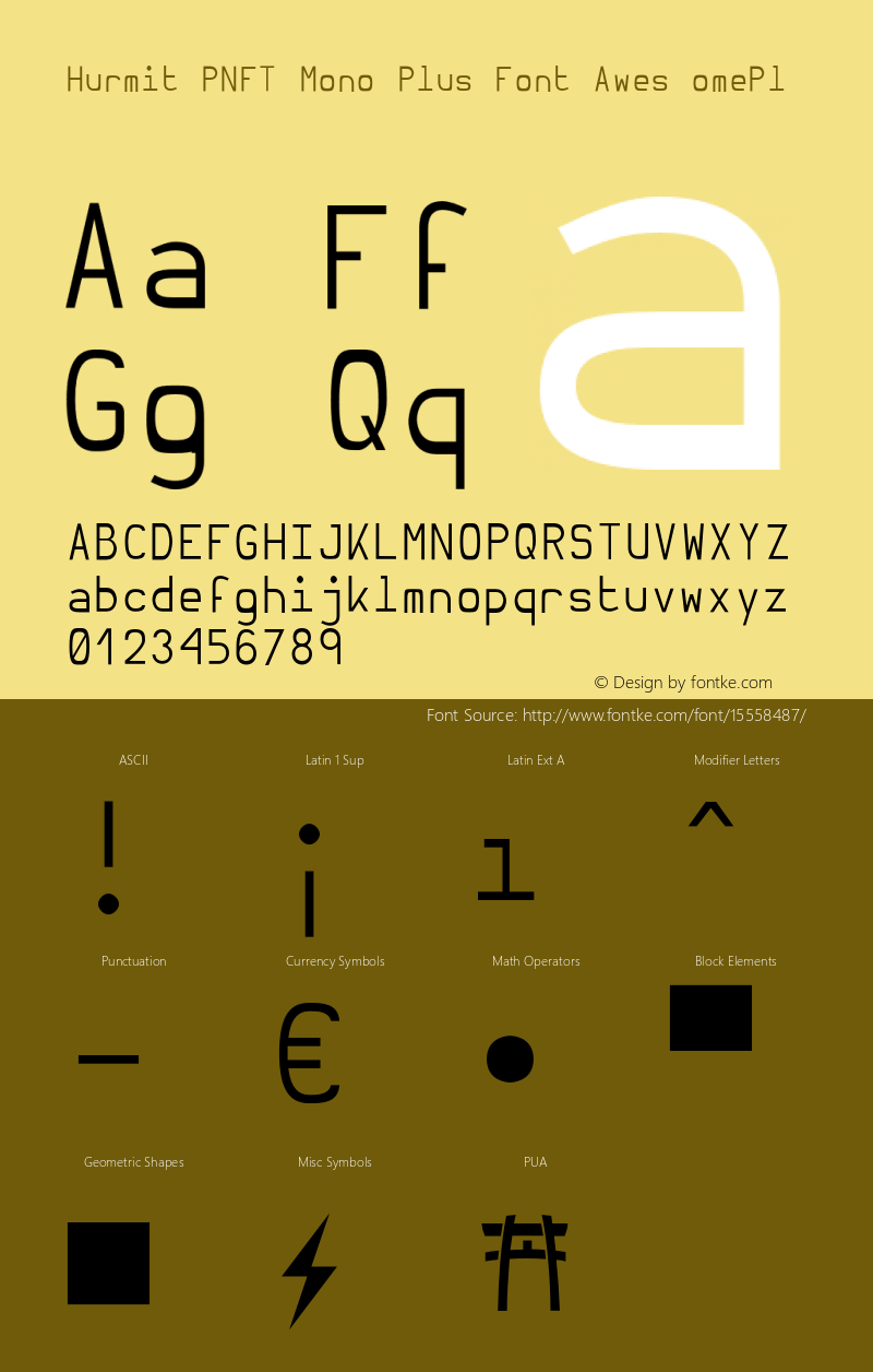 Hurmit PNFT Mono Plus Font Awes omePl Version 1.21;Nerd Fonts 0.4. Font Sample