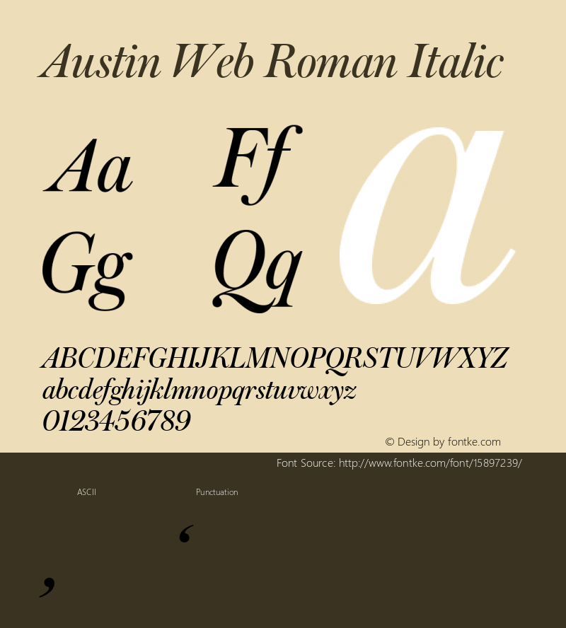 Austin Web Roman Italic Version 1.1 2013 Font Sample