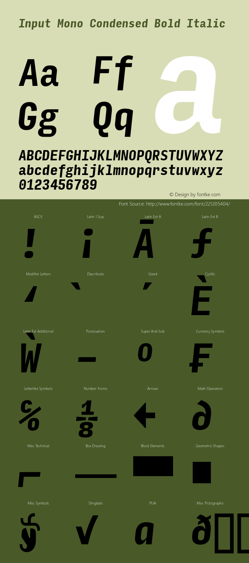 InputMonoCondensed BoldIta Version 0.000;PS 0.0;hotconv 1.0.72;makeotf.lib2.5.5900图片样张