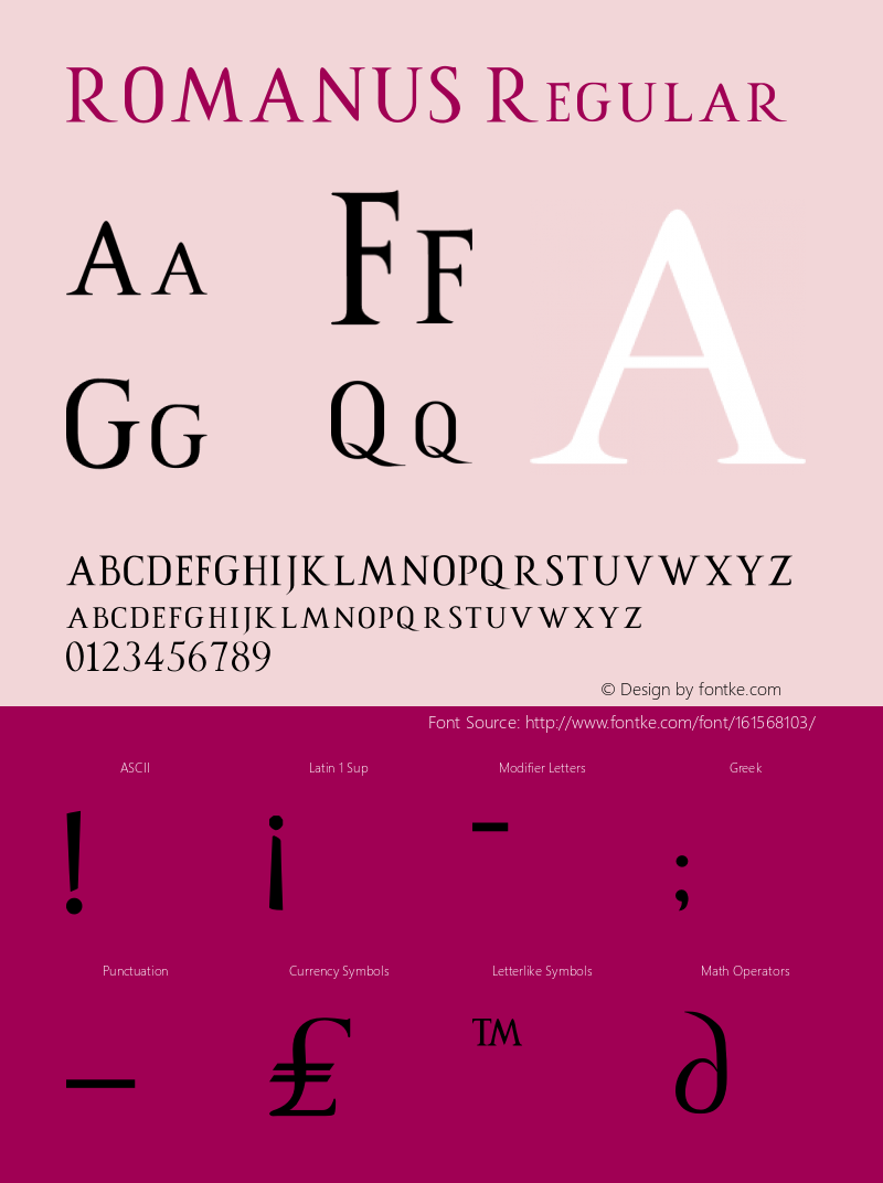 ROMANUS Version 1.00;February 11, 2020;FontCreator 11.5.0.2427 32-bit Font Sample