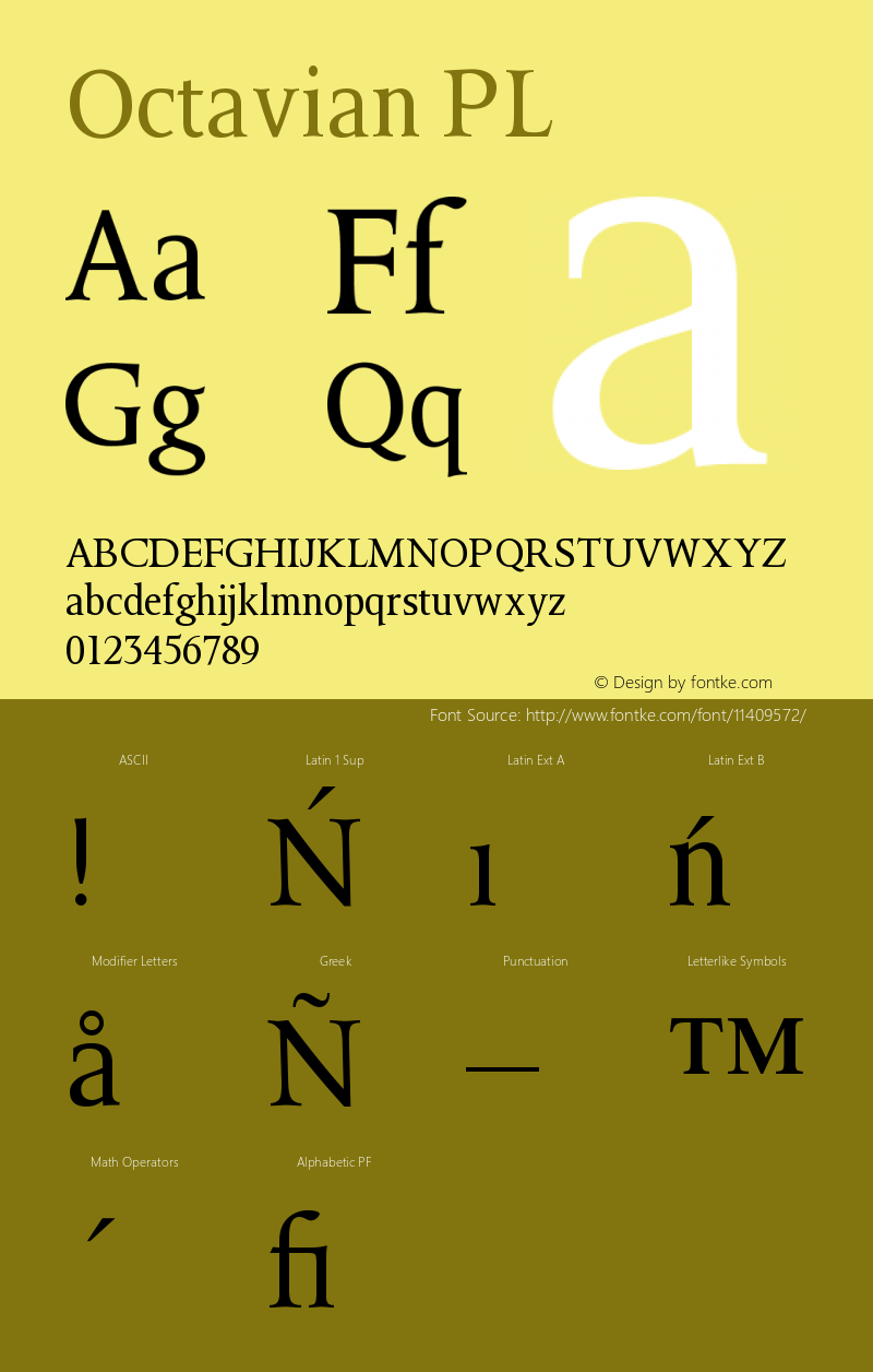 Octavian PL Version 001.000 Font Sample