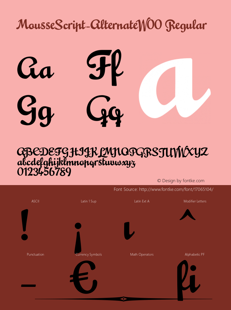 MousseScript-AlternateW00 Regular Version 1.00 Font Sample