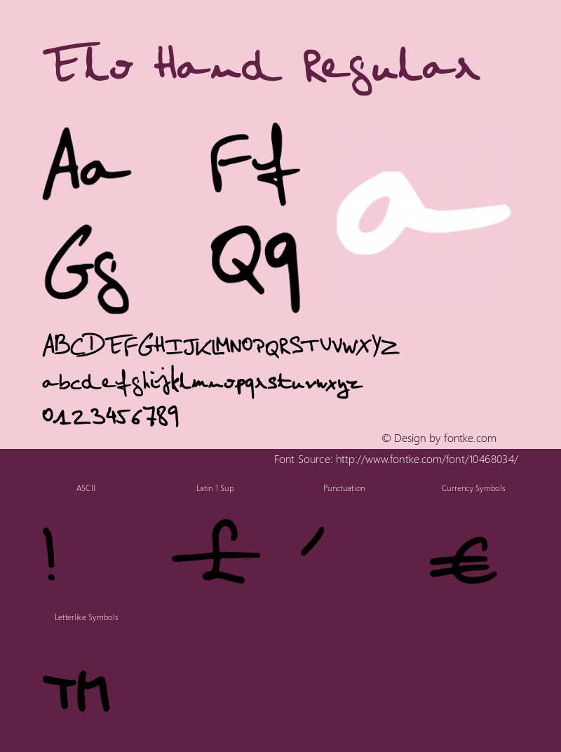 Elo Hand Regular Version 1.00 January 5, 2013, initial release Font Sample