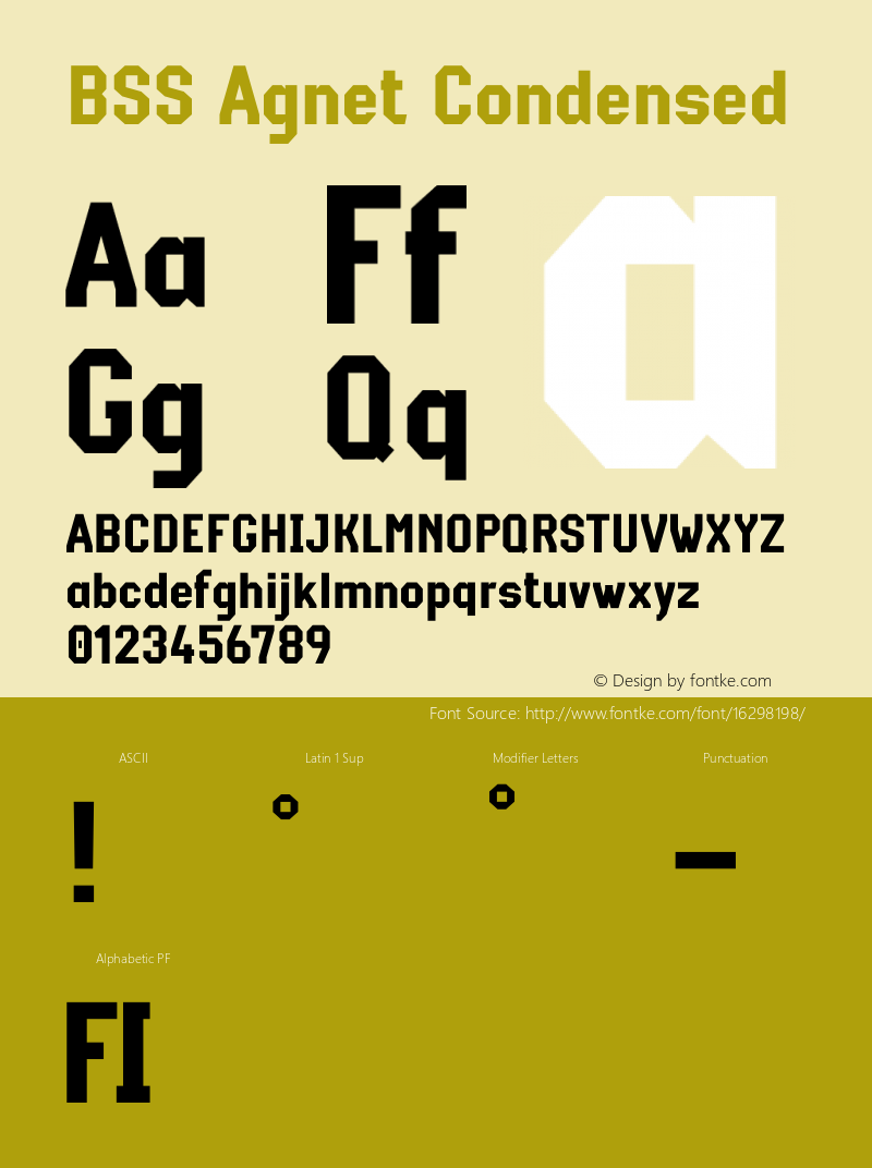 BSS Agnet Condensed Version 1.000 Font Sample