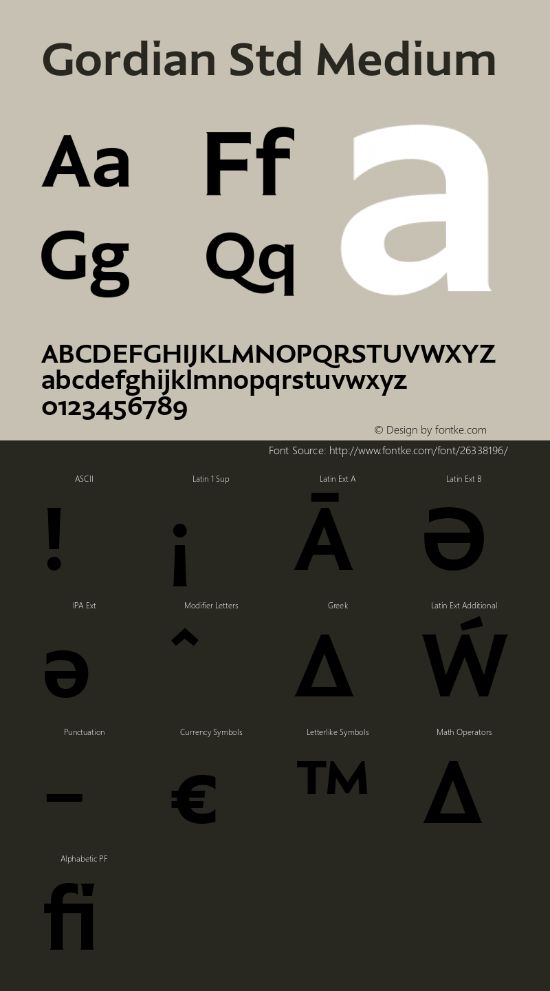 00fad9e75a9925c9 - subset of Gordian Std Med Version 1.0; 2017 Font Sample