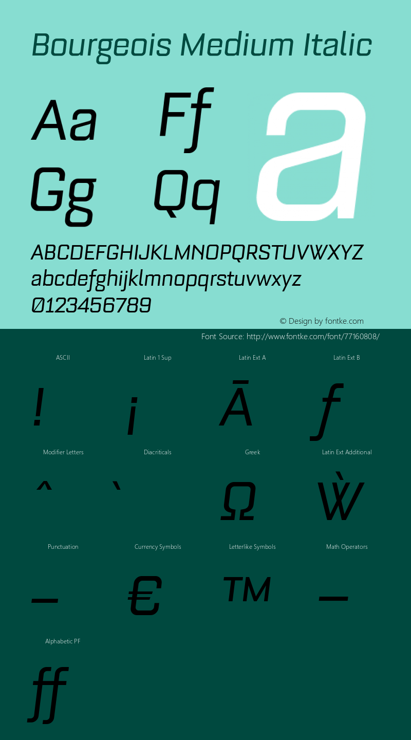 Bourgeois Medium Italic Version 1.105;PS 001.105;hotconv 1.0.88;makeotf.lib2.5.64775 Font Sample