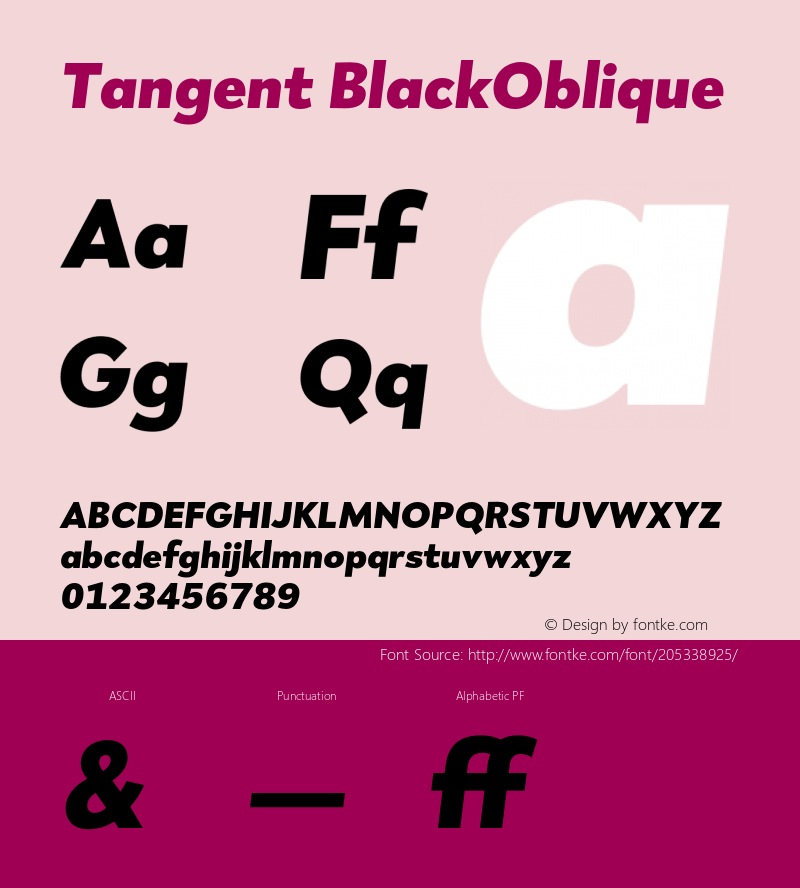 Tangent-BlackOblique 1.0; pdf-x uazero; original kerning;图片样张