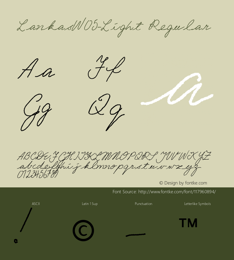 Lankas W05 Light Version 1.00 Font Sample