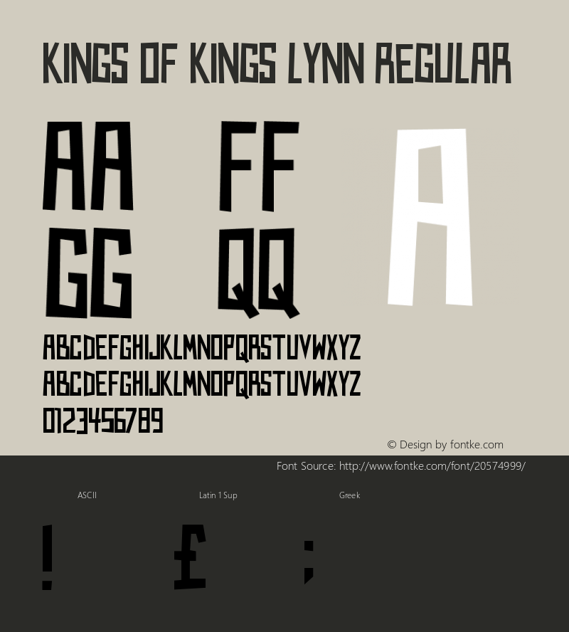 Kings of Kings Lynn Version 1.00 June 23, 2013, initial release Font Sample