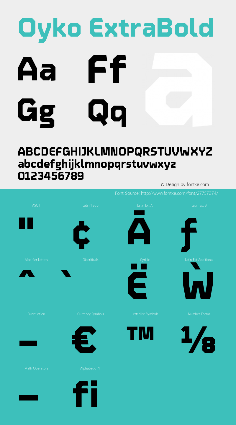 Oyko-ExtraBold Version 1.000;PS 001.000;hotconv 1.0.88;makeotf.lib2.5.64775 Font Sample