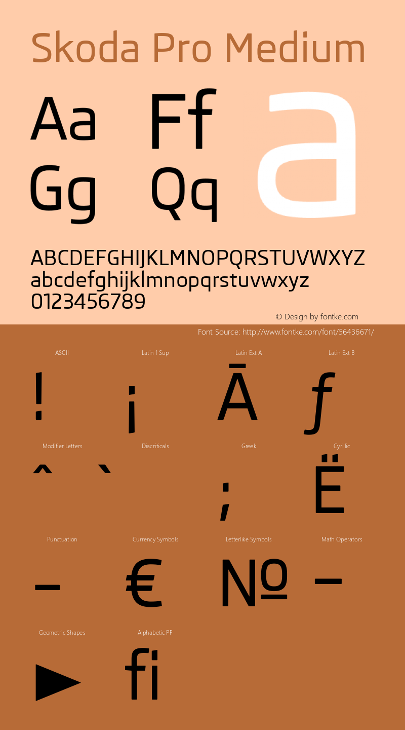 Skoda Pro Medium Final Version 1.001 Autohinted Font Sample