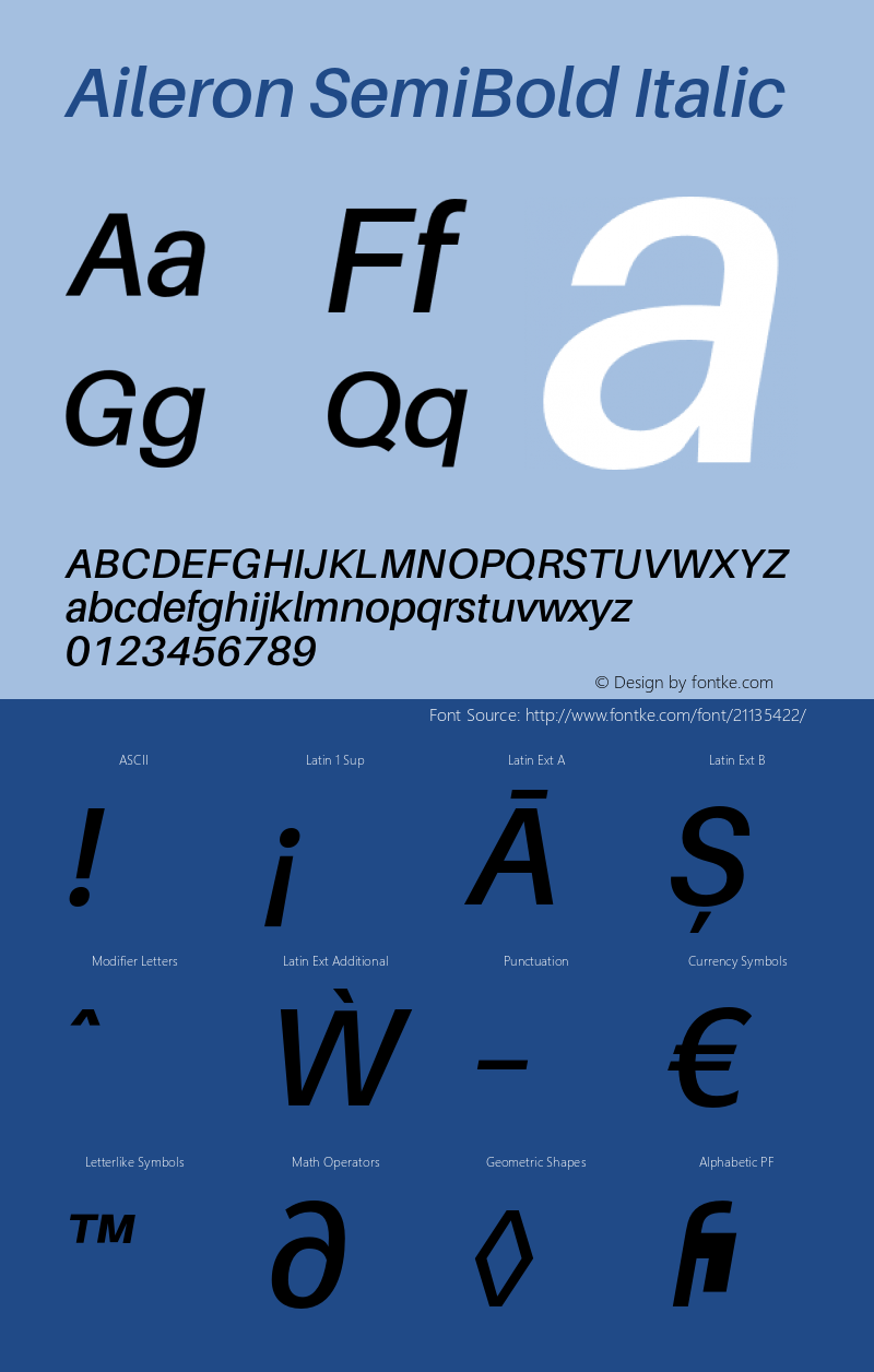 Aileron SemiBold Italic Version 1.101;PS 001.101;hotconv 1.0.70;makeotf.lib2.5.58329 Font Sample