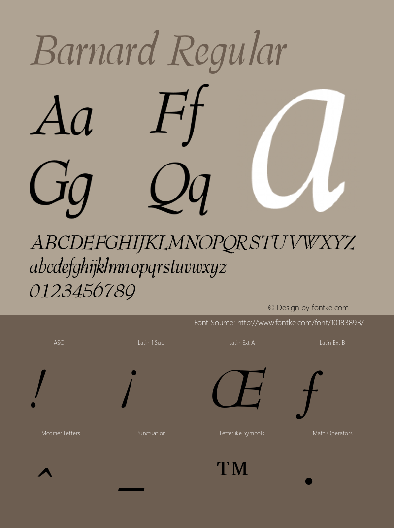 Barnard Regular 1.0 2007-01-16 Font Sample