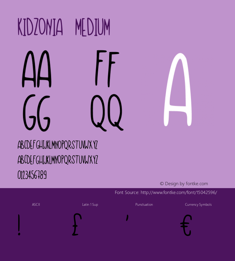 Kidzonia Medium Version 001.000 Font Sample