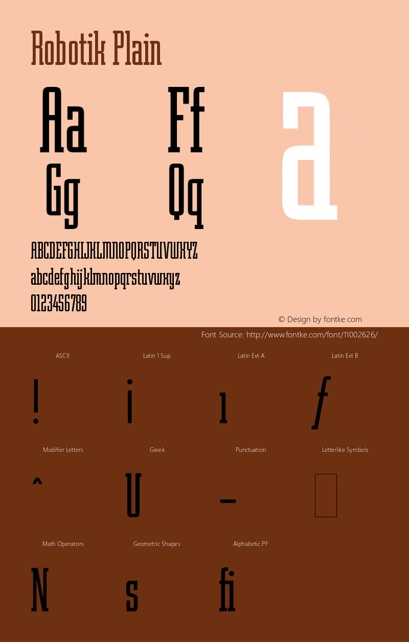 Robotik Plain Version 1.0 Font Sample