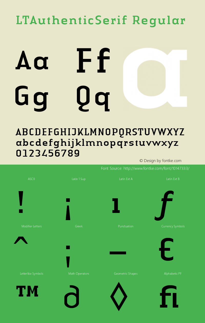 LTAuthenticSerif Regular Version 001.000 Font Sample