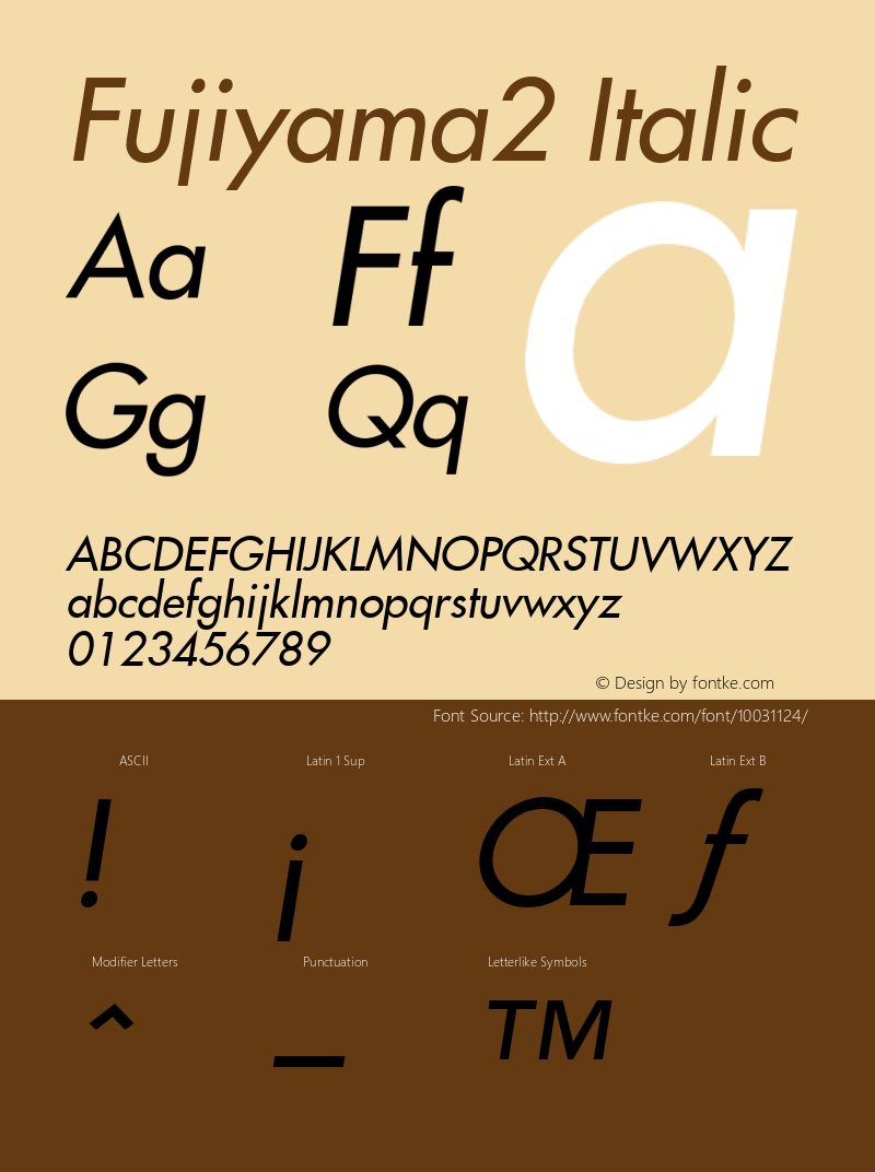 Fujiyama2 Italic v1.0c Font Sample