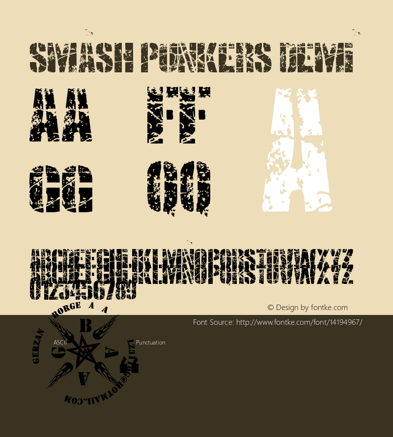 SMASH PUNKERS Demi Version 1.0 GERSAN BORGE tri Font Sample